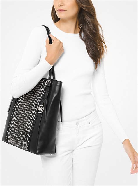 michael kors grommet purse|Megan Large Grommeted Leather Tote Bag .